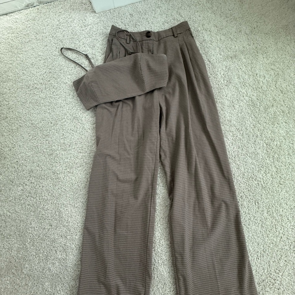 House of Harlow 1960 Taupe Wide Leg Pants & Jumpsuit Set